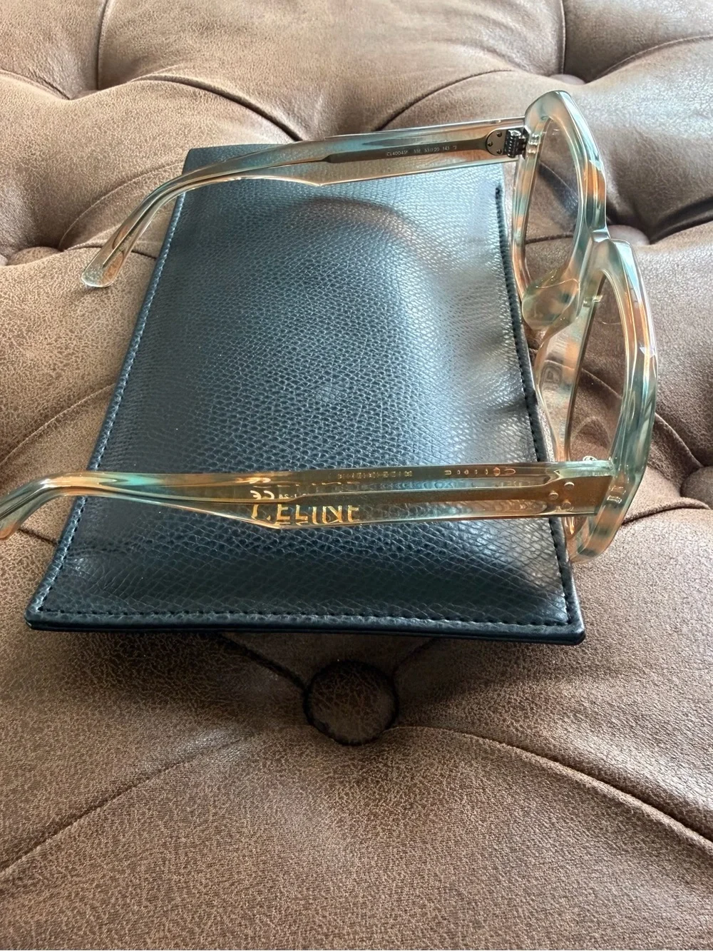 Celine Translucent Light Tortoise Square Sunglasses with Brown Lenses